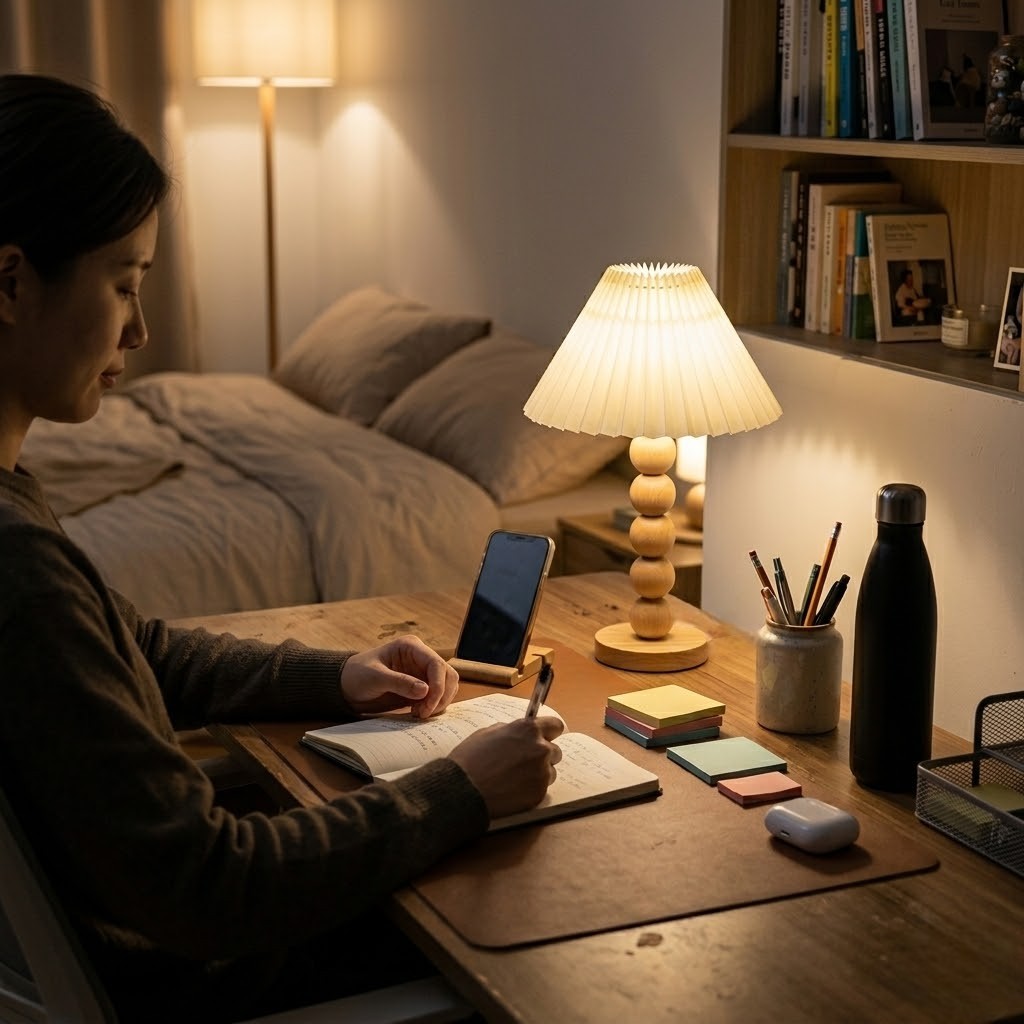 Lampe de bureau bois scandinave