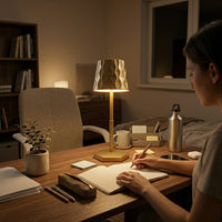 Lampe de bureau dorée cristal