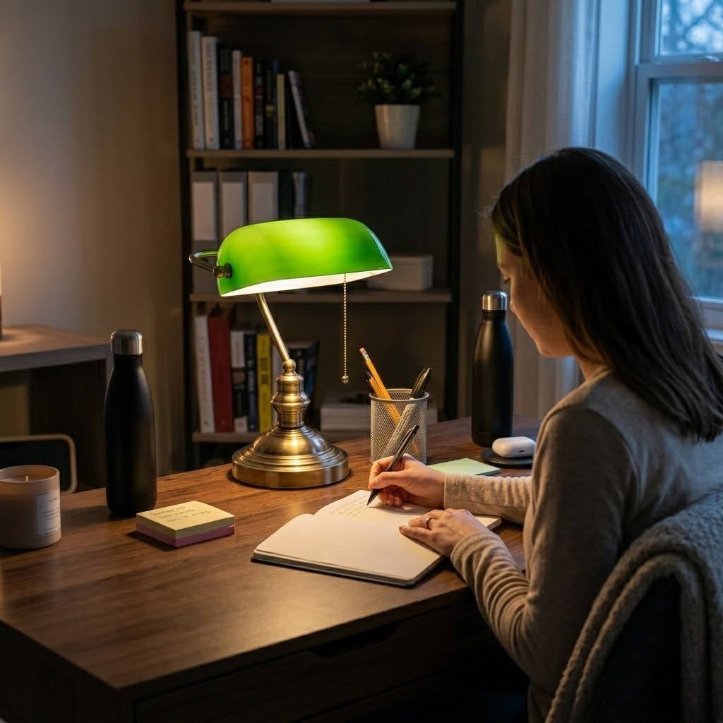 Lampe de bureau verte vintage