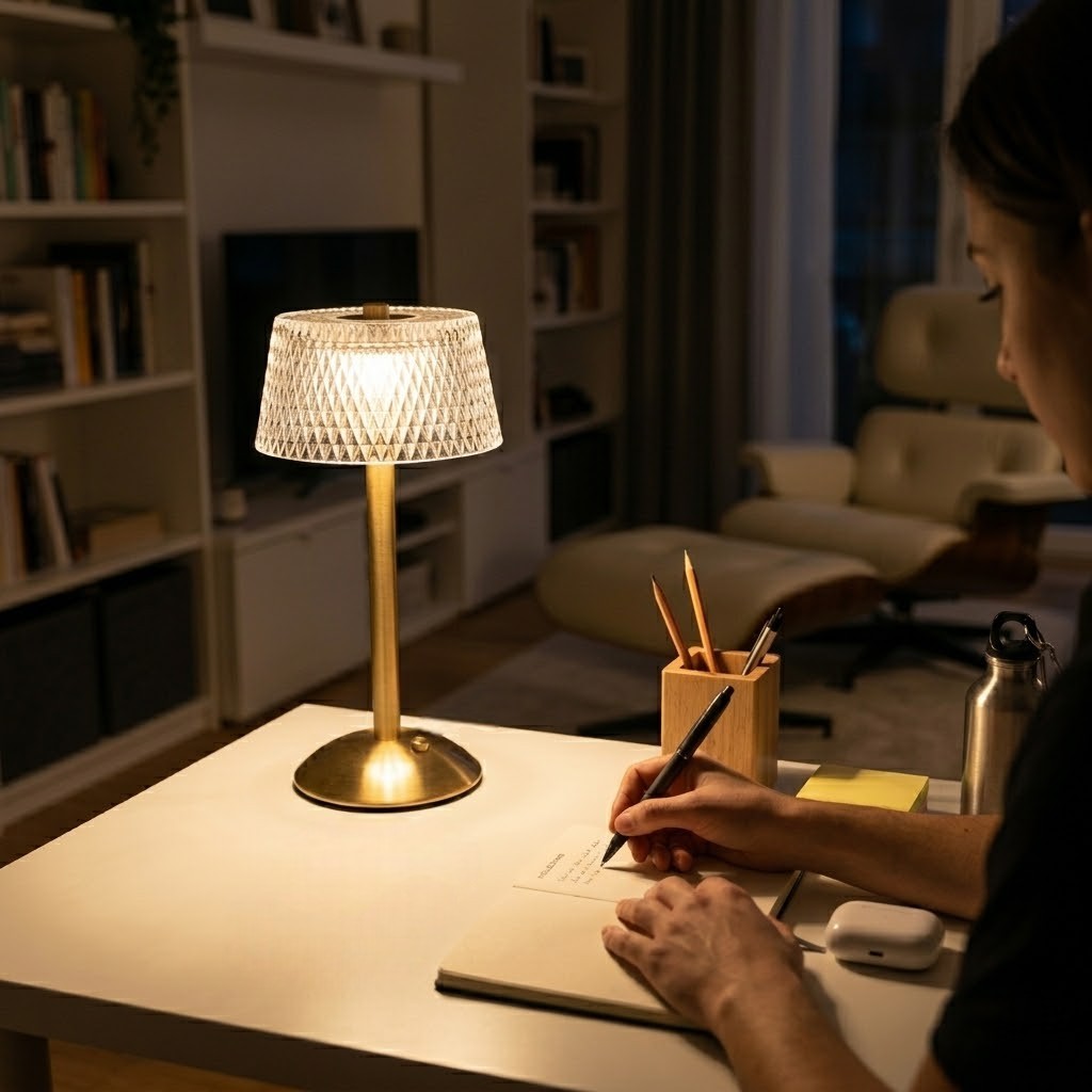 Lampe de bureau dorée moderne
