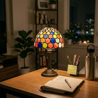 Lampe de bureau vintage vitrail