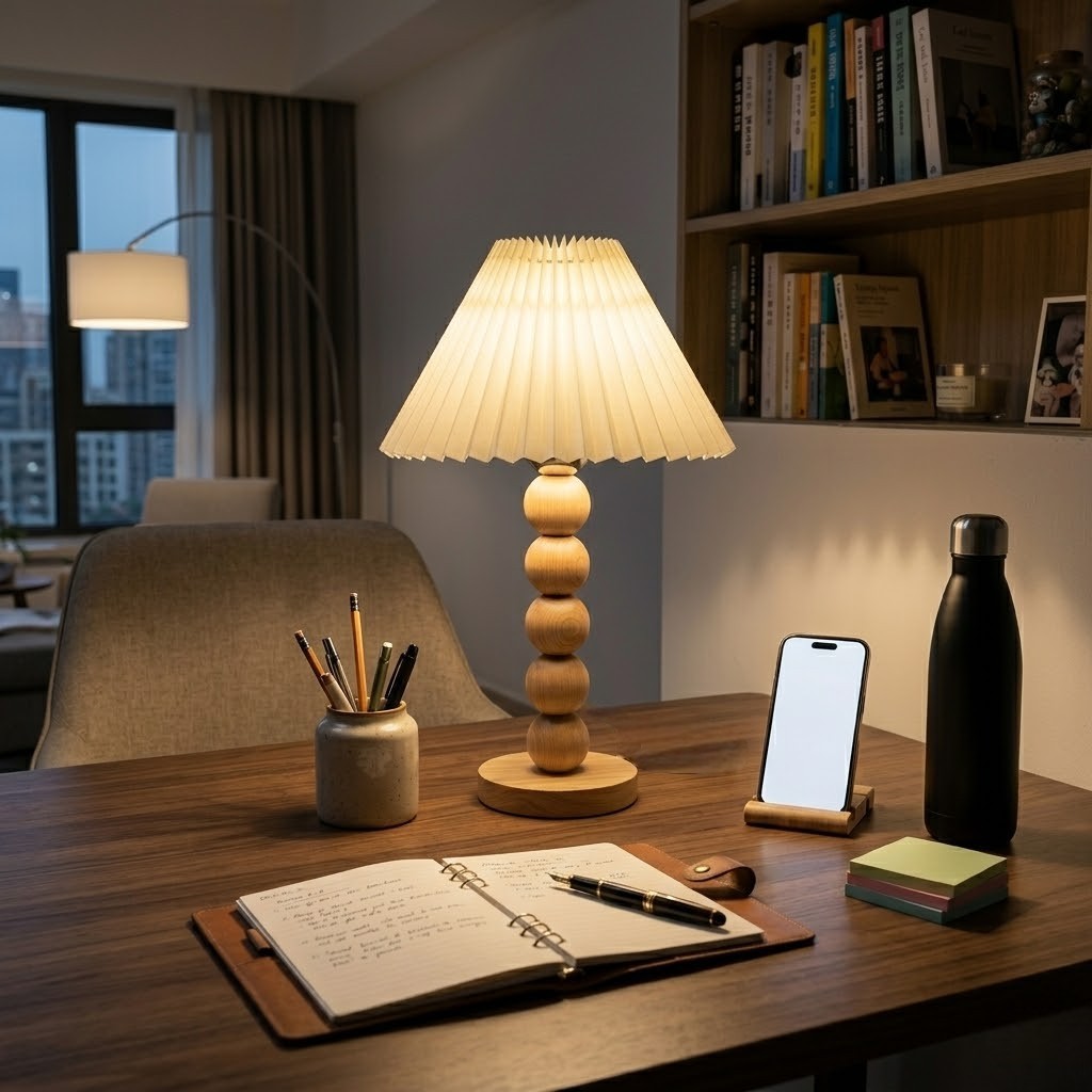 Lampe de bureau bois scandinave