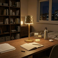 Lampe de bureau dorée cristal