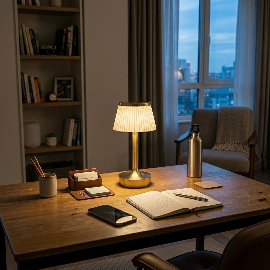 Lampe de bureau dorée tactile
