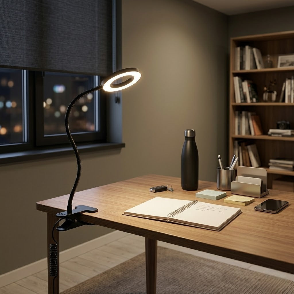 Lampe de bureau à pince flexible