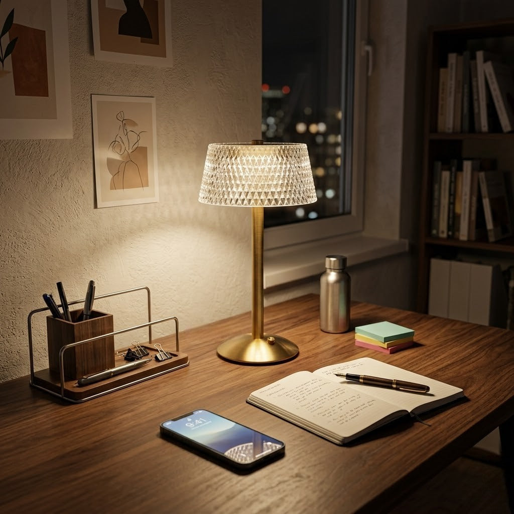 Lampe de bureau dorée moderne
