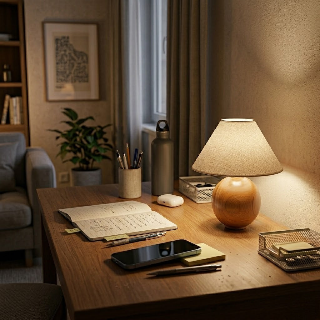 Lampe de bureau bois vintage