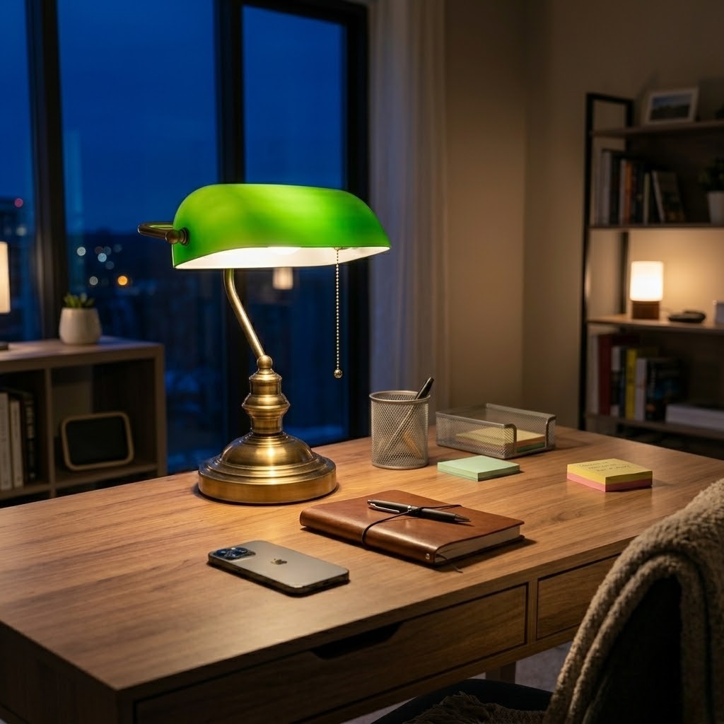 Lampe de bureau verte vintage