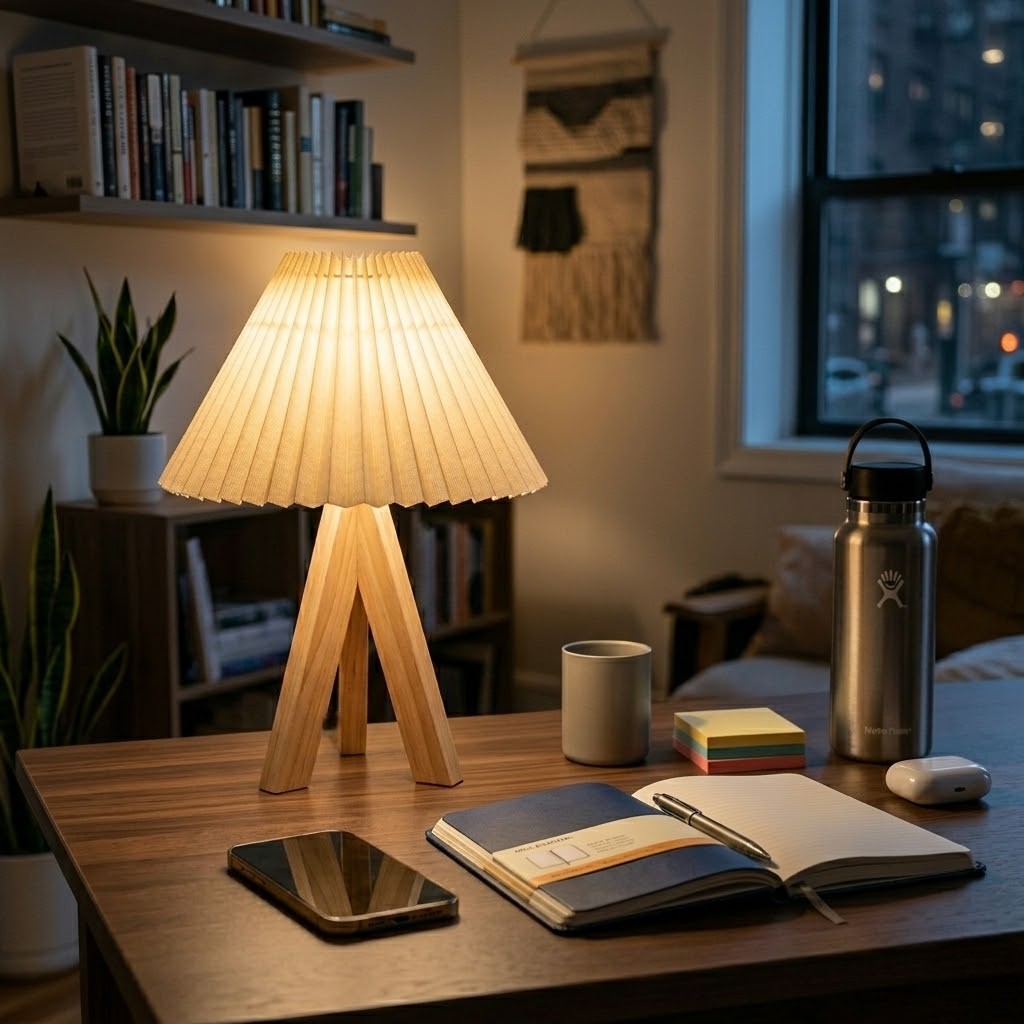 Lampe de bureau bois tamisée