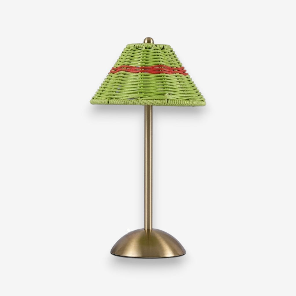 Lampe de bureau verte rotin