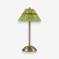 Lampe de bureau verte rotin
