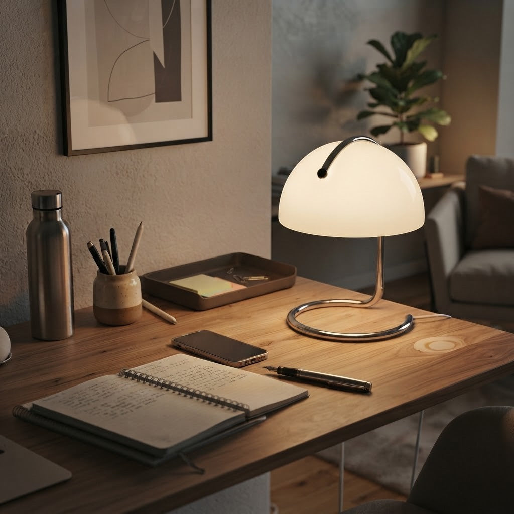 Lampe de bureau champignon en verre style Bauhaus